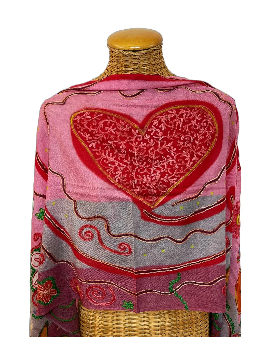 Rose & Gray Embroidered Peace Scarf — Pam's Pashminas & Exotic Scarves